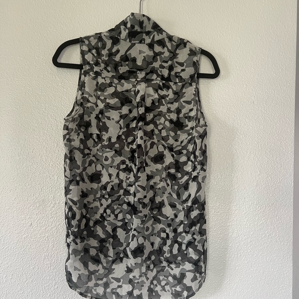 Ambiance Black and Gray Camouflage Sleeveless Blouse